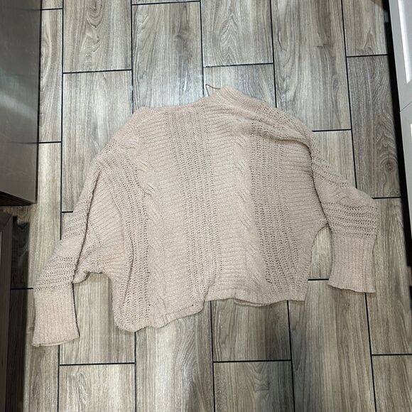 Entro Women's Cardigan Medium Tan Flawed Layering Cottagecore Boho Chunky Knit - Picture 7 of 14